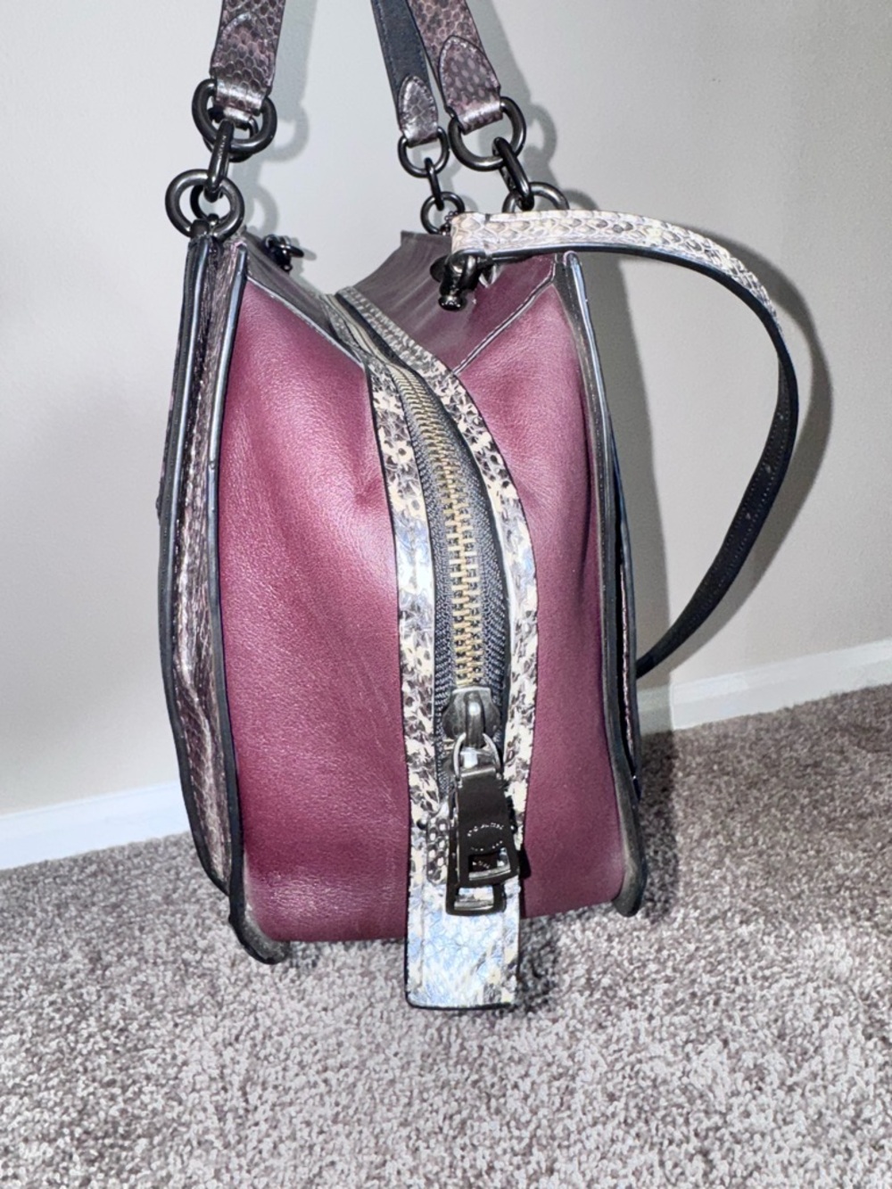 Coach 2019 Dreamer 36 ColorBlock Snakeskin Detail Satchel Shoulder Bag Crossbody - Picture 7 of 15